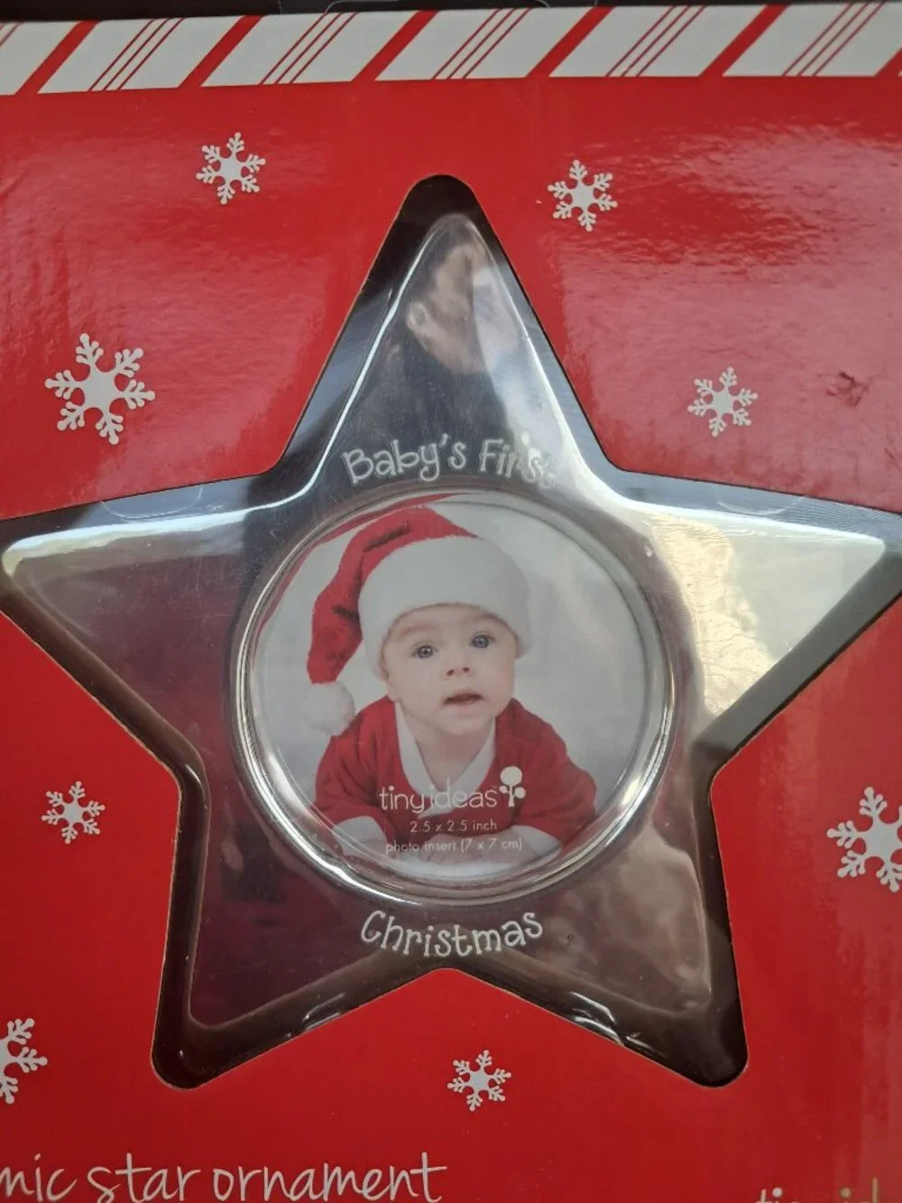 This Is A Packaged Tiny Ideas Baby's First Christmas Ceramic Star Ornament